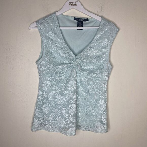 Rampage Mint Green Blue Lace Blouse Top Size Large Y2k - Picture 2 of 7